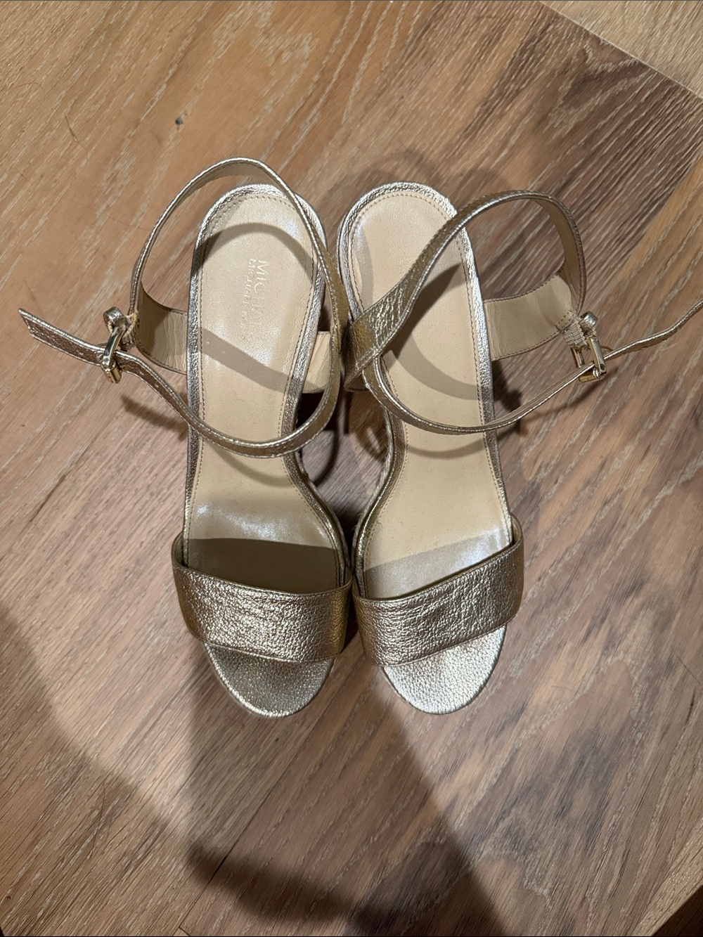 MICHAEL Michael Kors Metallic Gold Espadrille Wedge Sandals